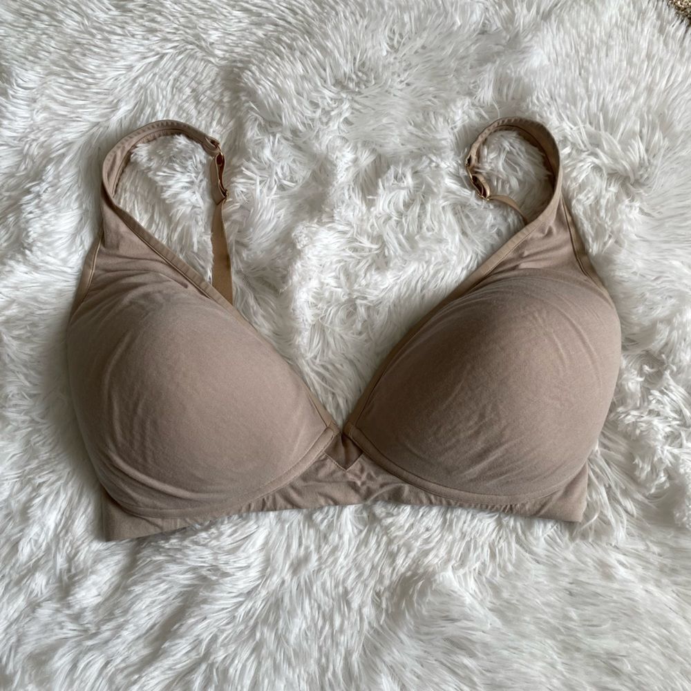 ThirdLove 24/7 Cotton Plunge Bra Tan Missing Underwire Womens Size 36F